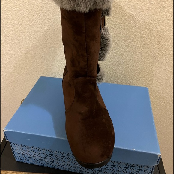 Chocolate Brown Suede Boots - Picture 3 of 5